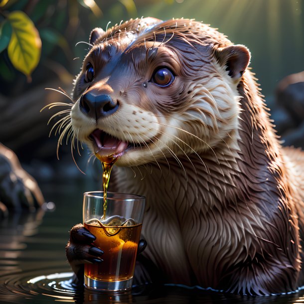 Picture of a drinking otter