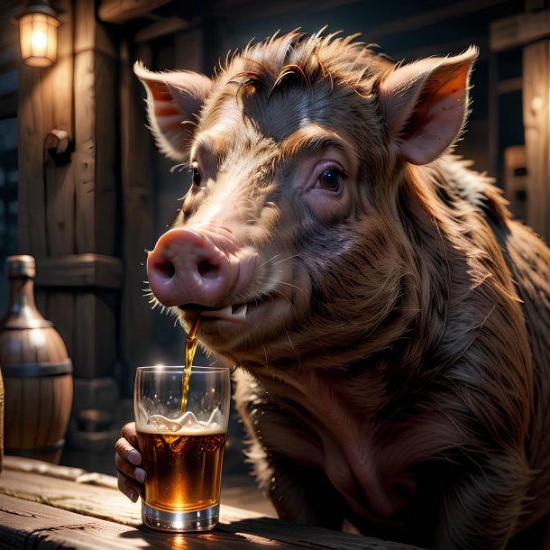 Picture of a drinking boar