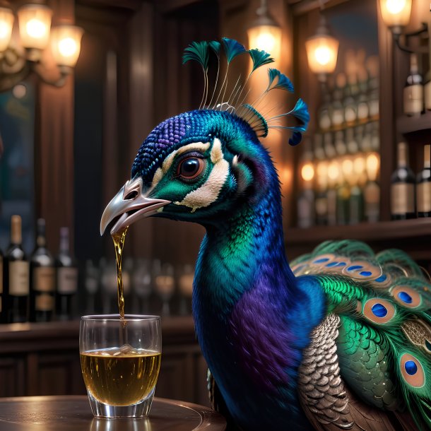 Picture of a drinking peacock