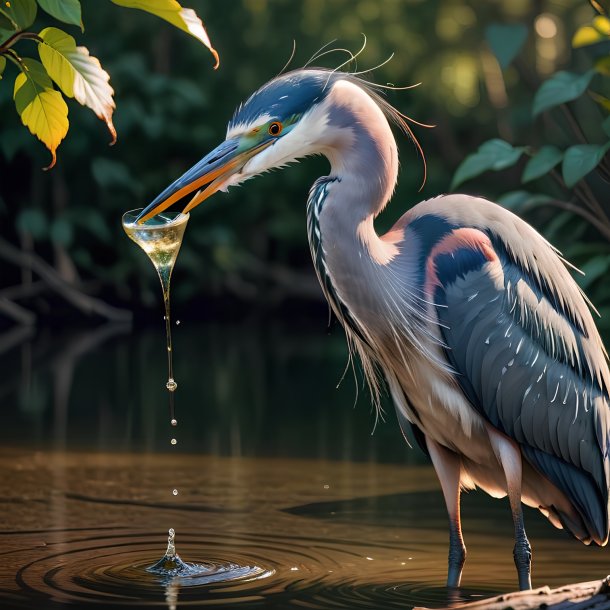 Foto de una garza que bebe