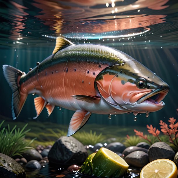 Picture of a drinking salmon