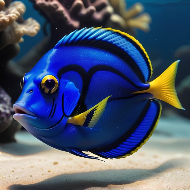 Picture of a drinking blue tang