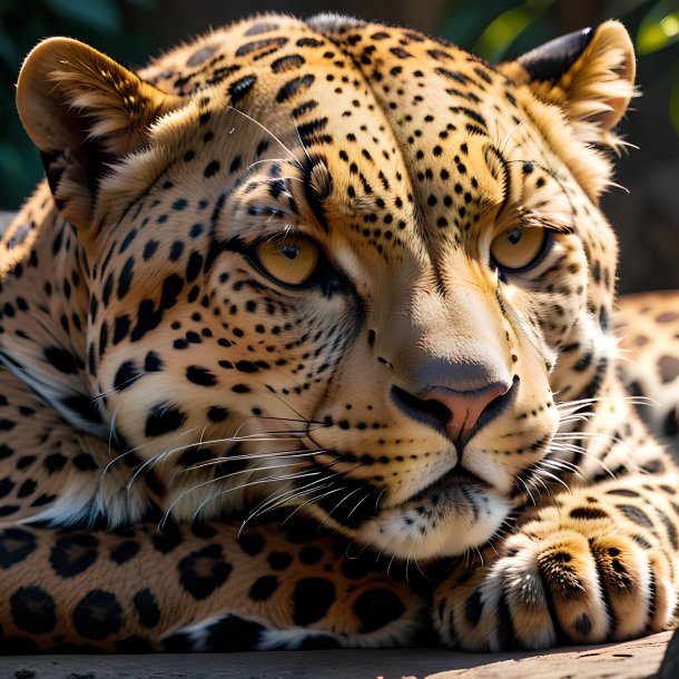 Picture of a sleeping leopard