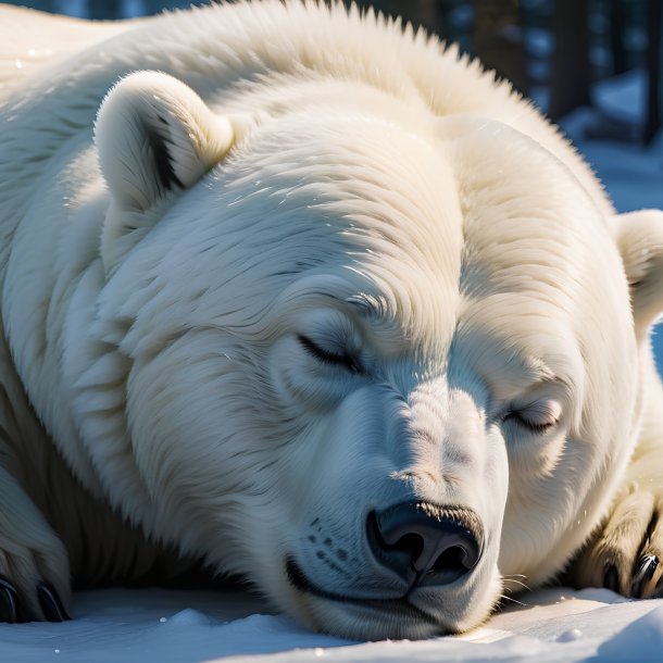 Picture of a sleeping polar bear