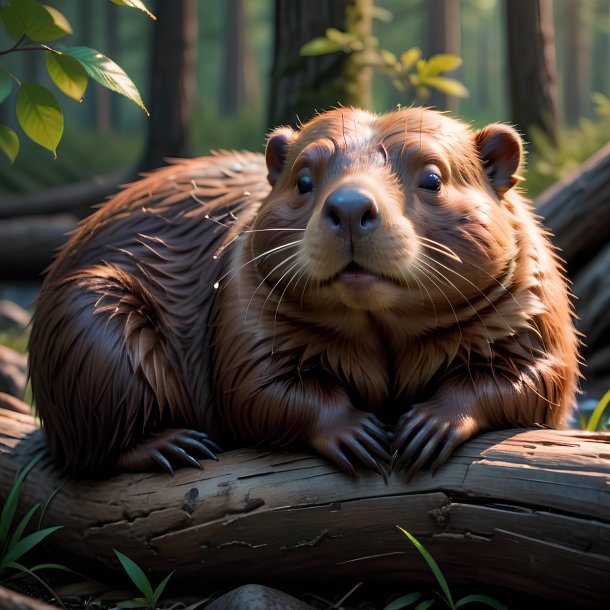 Picture of a sleeping beaver