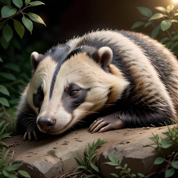 Picture of a sleeping badger