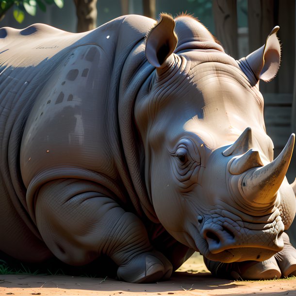 Picture of a sleeping rhinoceros