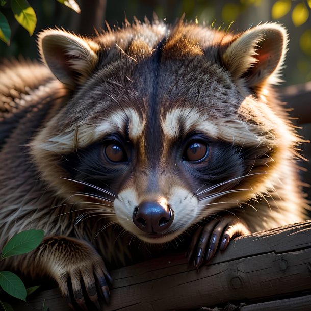 Picture of a sleeping raccoon