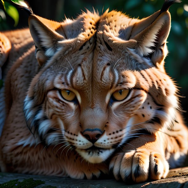 Picture of a sleeping lynx