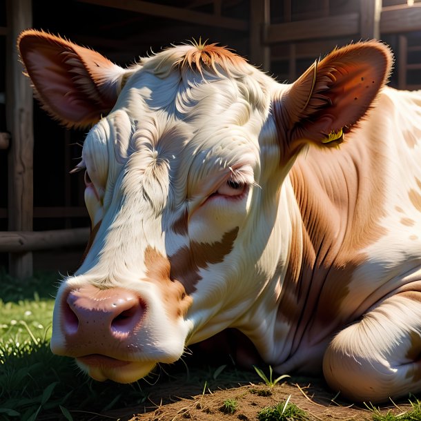 Picture of a sleeping cow