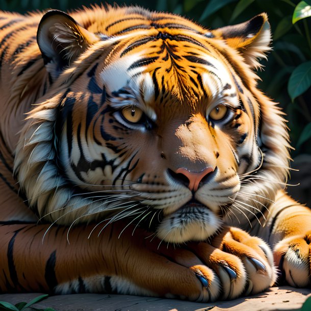 Foto de un tigre dormido