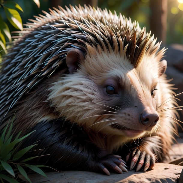 Picture of a sleeping porcupine