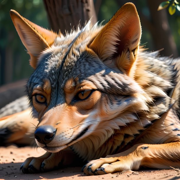 Picture of a sleeping jackal