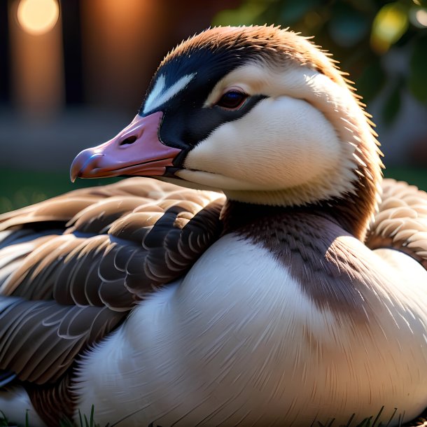 Picture of a sleeping goose