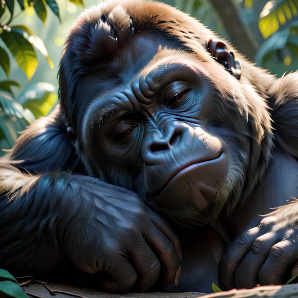 Picture of a sleeping gorilla