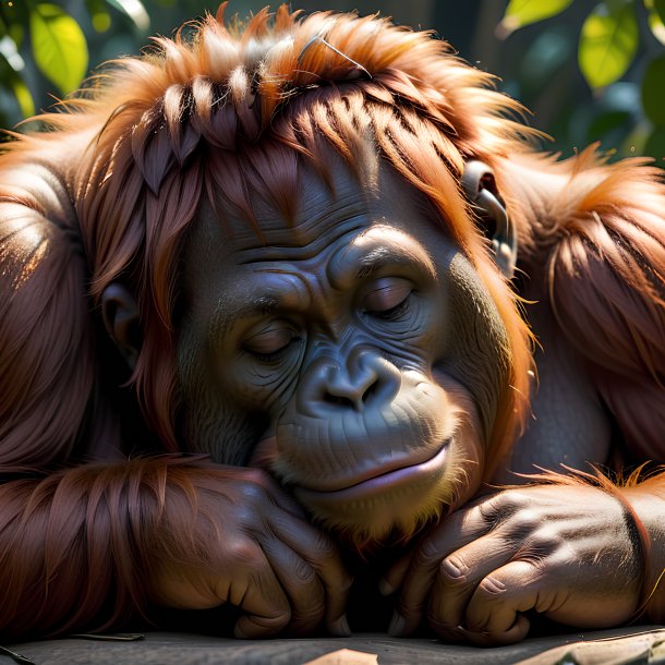 Picture of a sleeping orangutan