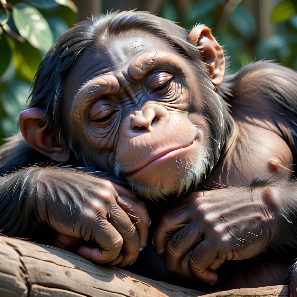 Picture of a sleeping chimpanzee