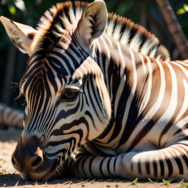 Picture of a sleeping zebra