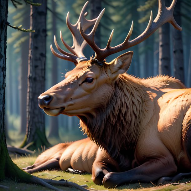 Picture of a sleeping elk