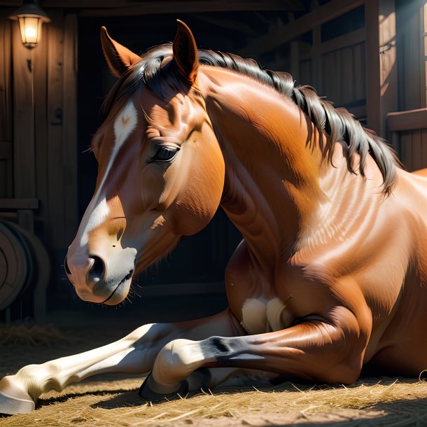 Picture of a sleeping horse