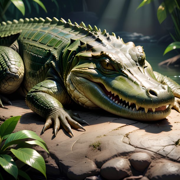 Picture of a sleeping crocodile