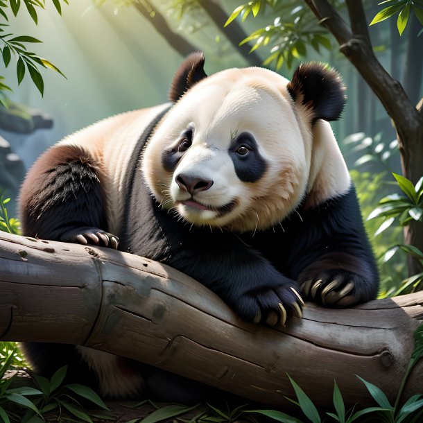 Photo d'un panda géant endormi