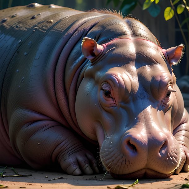 Picture of a sleeping hippopotamus