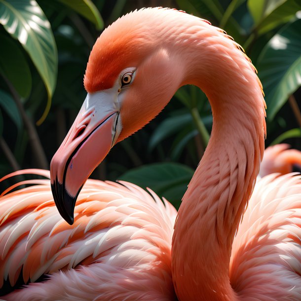 Picture of a sleeping flamingo