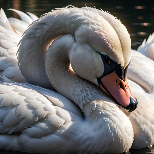 Photo d'un cygne endormi