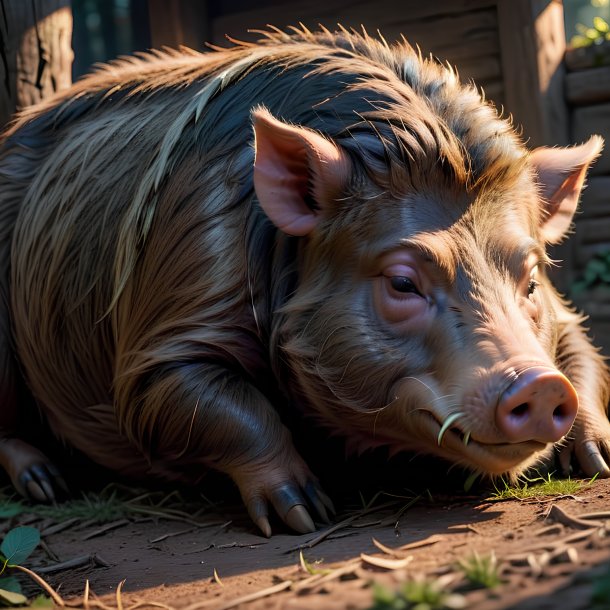 Picture of a sleeping boar