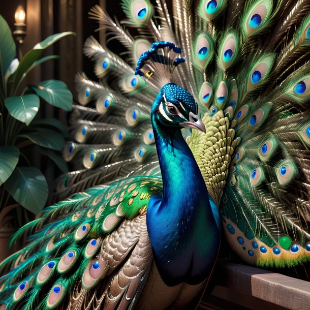 Foto de un pavo real dormido