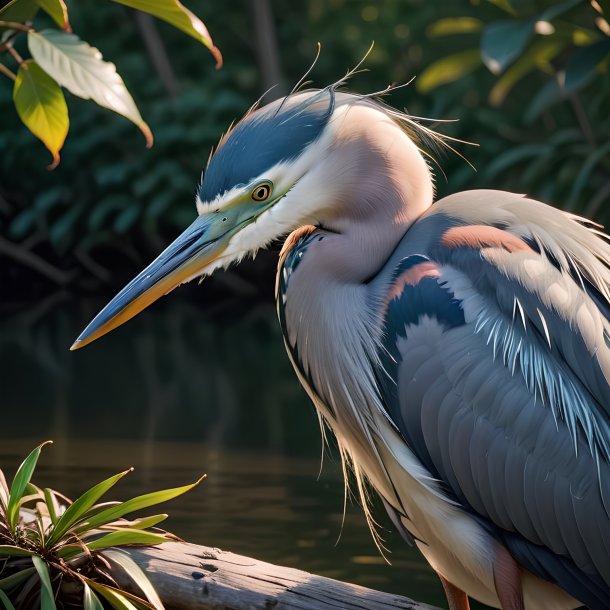 Foto de una garza durmiente