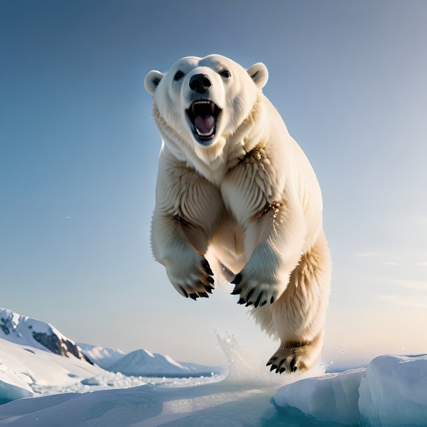 Picture of a jumping polar bear