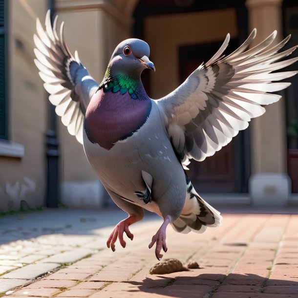 Imagem de um pombo saltando