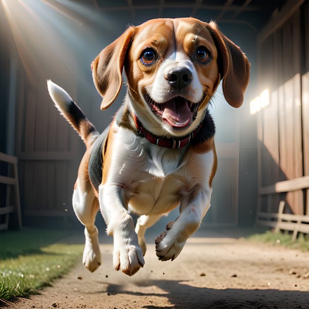 Picture of a jumping beagle