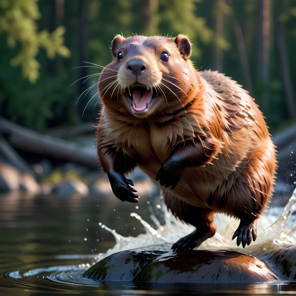 Picture of a jumping beaver