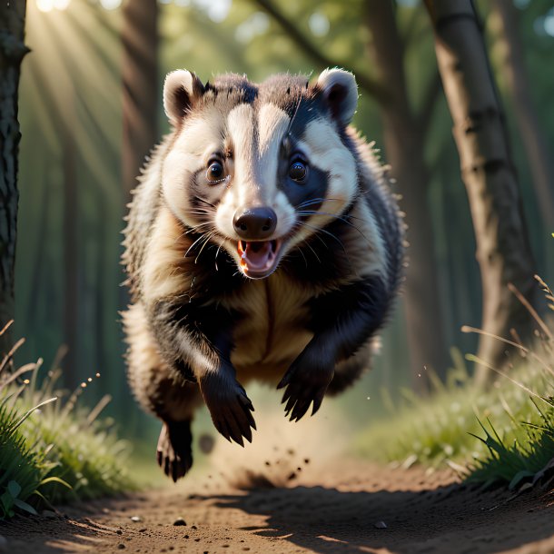 Picture of a jumping badger