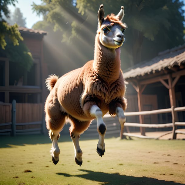 Picture of a jumping llama