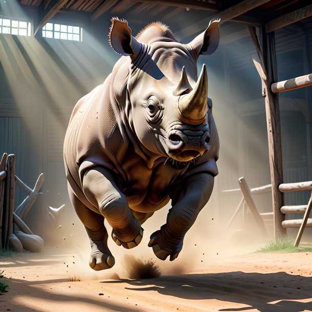 Picture of a jumping rhinoceros