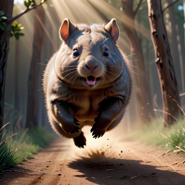 Picture of a jumping wombat