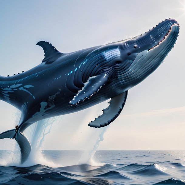 Picture of a jumping blue whale