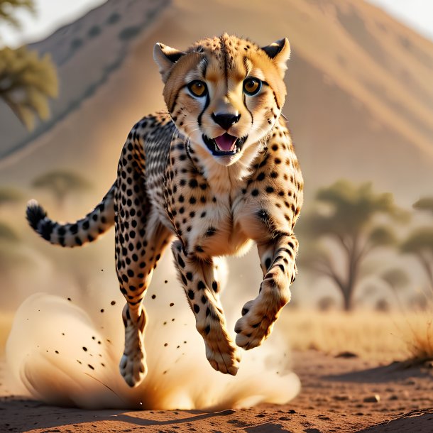 Picture of a jumping cheetah