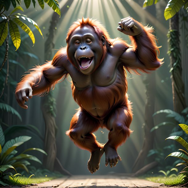 Picture of a jumping orangutan