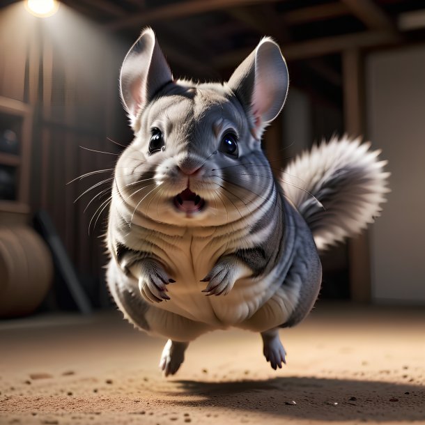 Picture of a jumping chinchillas