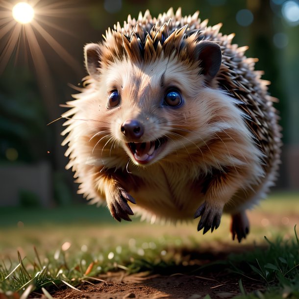 Picture of a jumping hedgehog