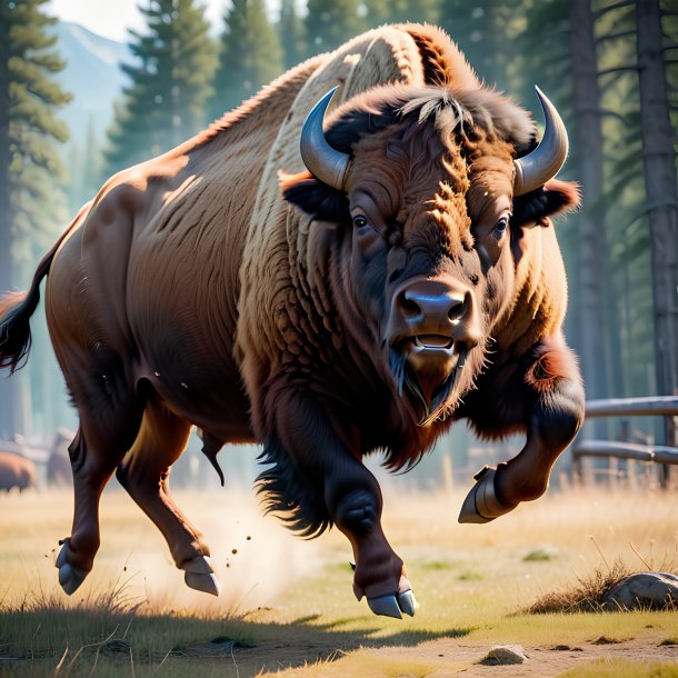 Picture of a jumping bison