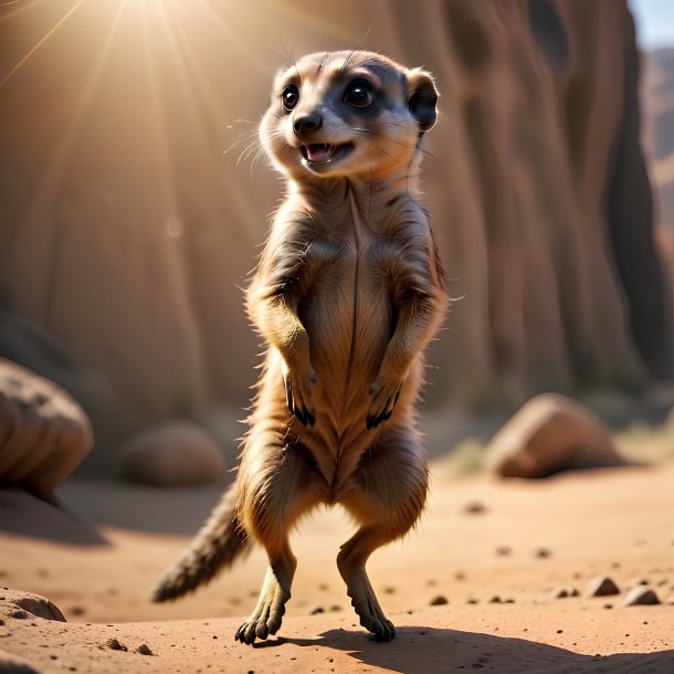 Picture of a jumping meerkat