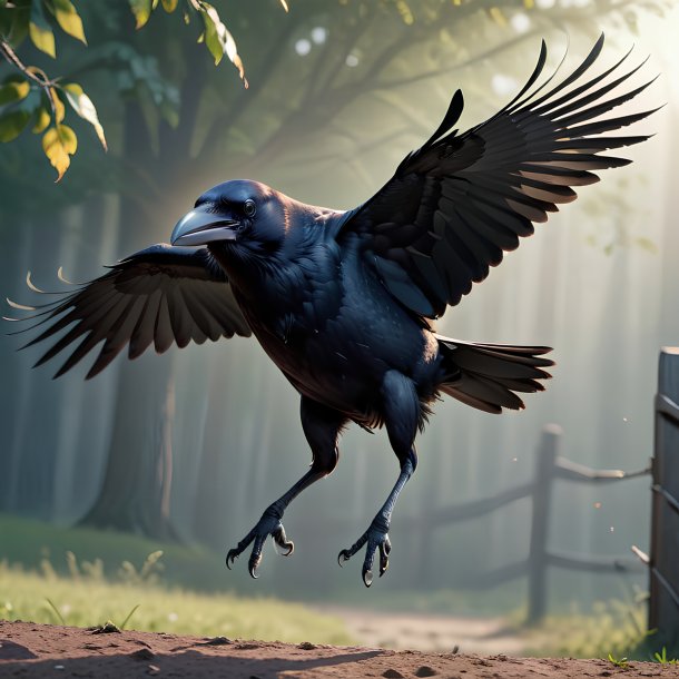 Picture of a jumping crow