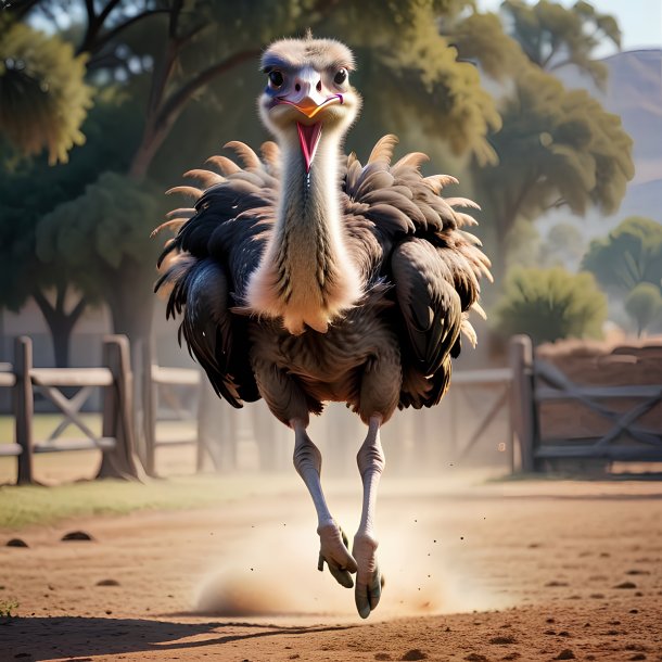 Picture of a jumping ostrich