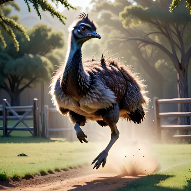 Picture of a jumping emu